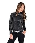 D'Arienzo - Giulia &bull; Colore Nero &bull; Giacca Biker in Pelle Nappa Effetto Liscio