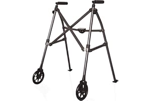 ABLE LIFE COMFORTABLY INDEPENDENT Able Life Space Saver Walker, Lightweight Folding Mobility Frame with 2 Fixed Wheels, Elderly Walking Aid, Black Walnut (Eligible for VAT Relief in the UK)