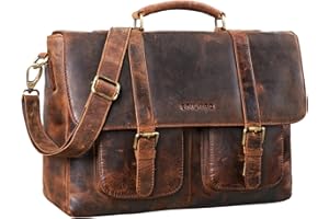 STILORD 'Pontius' Bandolera Maletín De Piel Hombre Vintage Maletín para Portátil De Cuero Maleta Profesor Bolso Profesora Oficina Trabajo Universidad, Color:Sepia - marrón