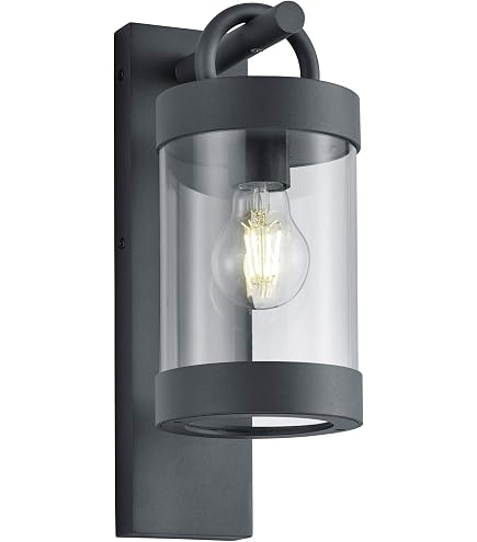 Trio Leuchten Hoosic 224060142 Lampada Da Parete Per Esterni - IP44, Alluminio Pressofuso Antracite E Plastica Bianca, Per Lampadina E27