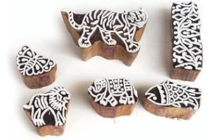 Royal Kraft Ethnic Border and Animal Pattern Wood Stamps for Printing (Set of 6)
