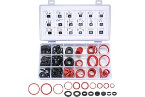 DAJMAIEZ 202-teiliges O-Ring Dichtungsset, Gummi-Dichtringe in 18 Größen, ideal für Schläuche, Sanitär, Wasserhähne, Klimaanlagen, Zylinder, Lager, Pumpen usw. (Schwarz/Rot)