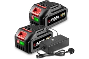 20V 4.0Ah Lithium Battery Cordless Tools, Rechargeable Li-ion Battery with Fast Charger and LED Indicator, Replacement for All ONEVAN Tools (Incl. 2 Batteries & Charger）