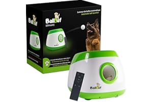 Climsom Lanceur de Balles Automatique pour Chiens Ballouf Deluxe Inclus 6 balles – 6 Heures d'Autonomie – Télécommande Incluse – 3 Réglages de Distance – Idée Cadeau Noël