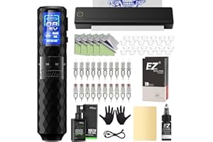 EZ TATTOO Stampante Stencil Tattoo Kit - Macchinetta per Tatuaggi Kit Completo con Stampante Tattoo Stencil, 6 Corse 2.5-4.8mm Macchinetta Tatuaggi, 20Pz Aghi Tattoo per Principianti e Artisti