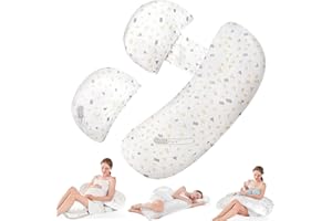 7CDXD Pregnancy Pillow for Sleeping,Maternity Pillow for Pregnant Women, Maternity & Body Pillows, Pregnancy Pillow Support for Back, Hips, Legs, Detachable and Adjustable Double Wedge with Pillow-White