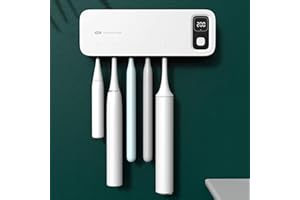 BANJILI-Sterilizzatore portaspazzolino UV, sterilizzatore per spazzolino Elettrico da Parete Bagno Ricaricabile USB 2200mAh con Coperchio Set Custodia (Asciugatura + Disinfezione)