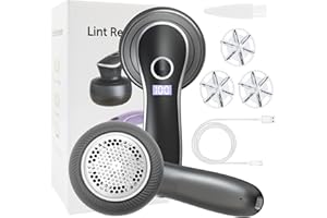 SOARFLY Levapelucchi Elettrico, leva pelucchi elettronico, Ricaricabile USB Togli Pelucchi Elettrico per Abiti, 2000 MAh/Display LED/3velocità Regolabili/Taglia Pelucchi a 6 Lame per vari Tessuti - Nero