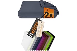 npluseins Juego de 2 fundas elásticas para cojín cervical (959.1234, S, 30-35 x 45-50 cm), color antracita