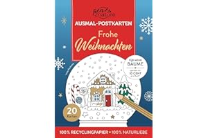 Frohe Weihnachten I 20 Ausmal-Postkarten: 100% Recyclingpapier I 100% Naturliebe