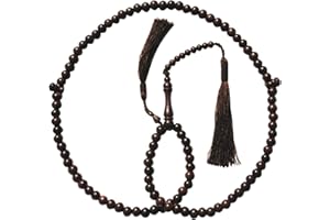 EXOTIC BEADS Tasbih Tamarind Tree 8mm 99 Beads Prayer Beads with 2 Beautiful Tassels Wood, Wood, Pearl