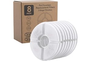AIXMEET Filtros Fuente Gatos ltro (Circulo), Filtros de Repuesto con Resina & Carbón Activo, Mantenga el Agua Limpia para Dispensador Automático de Bebederos (8 piezas）