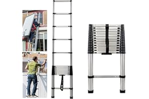 VICKYHOME Telescoping Ladder, Portable Telescopic Extension 3.8M Tall Multi Purpose Loft Ladder, Folding Retractable Library Ladder with Adjustable Step for Roof Work, Window Cleaning, Indoor Decorating