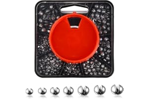 Dokeno Plombs de Pêche Boîte Split Shot Set, 179 Pièces Plomb Bouche Accessoires de Pêche avec Boîte, Plombs de Ligne de Pêche 7 Tailles, 0,2g/0,35 g/0,4 g/0,6 g/0,8 g/1 g/1,5 g
