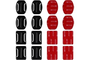POKIENE Autocollants Adhésifs pour Casques, 18 Courbes et 18 Plats pour Camera Sport, Support Adhésif Incurvé et Plat, Autocollant de Monture Camera d'action, pour Go Pro Héro 1/2/3/Suptig, DV