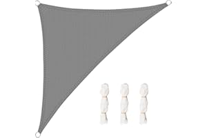 WOLTU Voiles d'ombre Triangle 2.5x2.5x3.5 m Respirante en HDPE, Toile d'ombrage Protection Solaire, Anti 85% UV Contre Le Vent, pour Jardin terrasse Camping Gris
