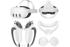 PKKP Lot de 6 coques de protection en silicone pour Meta Quest 3 VR - 6 pièces - En silicone - Coque de protection pour manette tactile - Cache d'objectif, cache yeux (blanc)