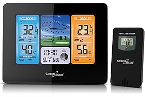 Green Blue Estación meteorológica inalámbrica con Sistema DCF pronostico del Tiempo