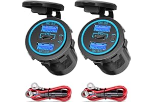 (3-USB 66W) 12V USBC Steckdose Einbau: PD3.0 Typ C USB-Buchse Wasserdicht 12 Volt KFZ Dose Zigarettenanzünder Adapter mit 3 Anschlüsse Schalter für iPhone Wohnmobil Auto Motorrad Boot LKW Wohnwagen
