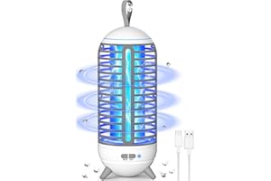 Lampara Antimosquitos Exterior, PRANITE 2 en 1 Antimosquitos Electrico USB Recargable 2500mAh con Luz de Camping, Impermeable Mata Mosquitos Electrico Portatil para Cocina/Interior/Jardín/Patio