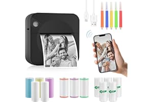 GuKKK Przenośna drukarka fotograficzna, mini bezprzewodowa drukarka fotograficzna, bezprzewodowa drukarka termiczna BT, drukarka do zdjęć, lista etykiet, do zdjęć, odbiór, notatki
