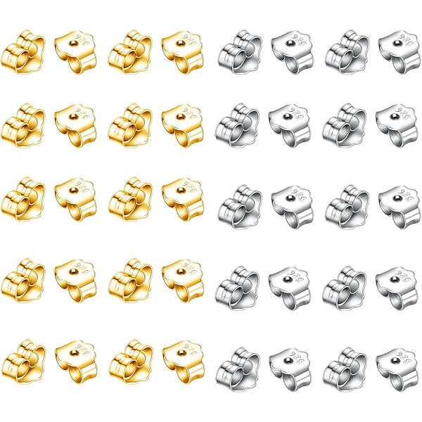 20 Chiusure Per Orecchini In Rame - Argento Sterling, Anallergiche, A Farfalla, 6x4.5 Mm - Foto 3