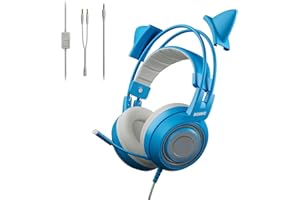 Somic G951S - Cuffie da gioco con microfono, per ragazze e donne, blu, con cavo da 3,5 mm, per Xbox One, Switch, PS4, smartphone
