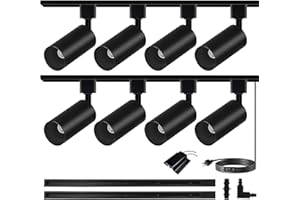 Bravsekai GU10 LED Track Lighting Kit, No Bulbs 10W Track Light Heads with 2 * 3.28FT H Track Light Rail 8PCS Ceiling Spotlight Fixture for GU10 Bulb, Bulbs Excluded