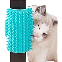 3.0 Zachte kattenborstel, massagehoek voor katten, zelf-groomer, kattenspeelgoed met kattenkruid, voor massage, kietelen vacht verwijderen, 4 stuks