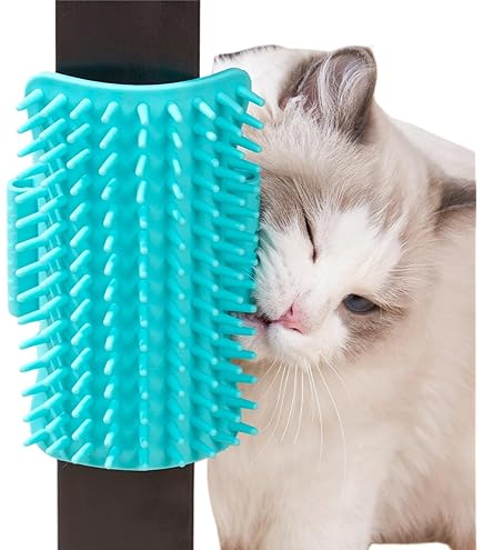 Self Groomer Gatto Zalati Spazzola Per Toelettatura 2 Pezzi Angolo Da Parete Per Massaggio Toelettatore Pelliccia Pettine Strumenti Con Custodia Per Erba Gatta Per Gatti Animali Domestici Spazzola Per Gatto