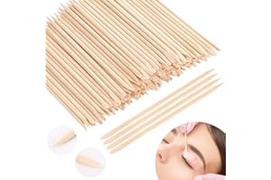JANYUN 200 Pcs Eyebrow Wax Sticks Waxing Applicator, Wood Wax Spatulas for Face and Small Hair Removal Sticks… (Pointed Flat Handle)