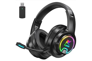 KRYSENIX PG3 2,4 GHz Cascos Gaming Inalámbricos para PS5, PS4, PC, Mac, Switch, Auriculares Inalámbricos Bluetooth 5.4 con micrófono desmontable, 7.1 Sonido Envolvente, Duración 48Hr, Luz LED, Negro Carbón