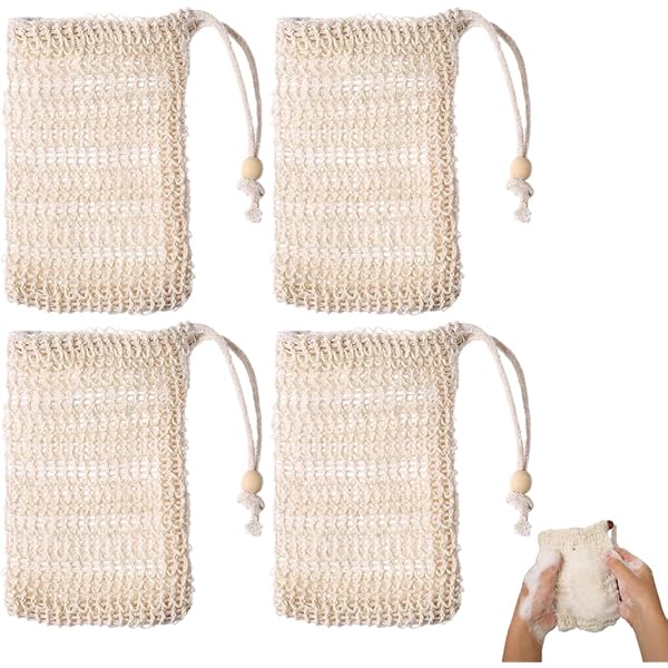 Sacchetti In Sisal Per Sapone Solido - 4 Pezzi, Eco-Friendly, Per Doccia