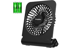 EasyAcc Ventilador de Mesa Ultra Silencioso, 4000 mAh Portátil con 4 Velocidades, Mini Ventilador USB Recargable con 4 Modos de Velocidad, Ideal para Hogar, Oficina, Biblioteca y Camping - Negro