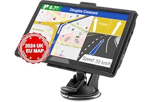 Jimwey SAT NAV 2024 UK EU Map, GPS Navigation for Car Lorry Truck with Voice Guidance and Speed Camera Warning, Lifetime Free Maps Update (J7)