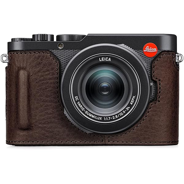 Demi-étui Fait Main En Cuir Véritable Pour Appareil Photo Leica D-LUX8 Noir