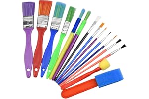 DZXIN Enfants Peinture Kits,15PCS Peinture Brosse pour Enfants Bébé, Pinceaux de Peinture, Pinceaux en Mousse, Éponge Brosses de Peinture Enfant pour Débutant Peinture