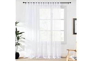 PONY DANCE Extra Breite Gardine mit Abnehmbaren Schlaufen 1er Set H 243 x B 254 cm Weiß, Raumteiler Vorhang Weiss Transparent Voile Gardinen für Große Fenster