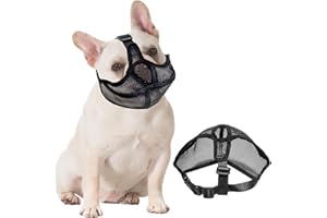MUU Museruola per Bulldog Francese Museruola Cane Bulldog Francese Piccola Taglia Shitzu Muso Corto di Cane a Rete Regolabile Anti Masticare Abbaiare per Cani a Muso Piatto