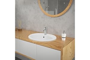 ML-Design Waschbecken aus Keramik Weiß glänzend 57x19,5x48,5cm Oval Einbauwaschbecken mit Hahnloch und Überlauf, Badezimmer Aufsatzwaschbecken Einbauwaschtisch Waschschale Waschplatz Handwaschbecken