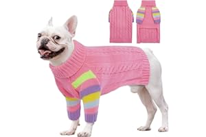 OUOBOB Jersey para perro, suéteres medianos para perros y niñas, chaleco de invierno de cuello alto, trajes de perro de Navidad, sudadera para mascotas, ropa de punto, Frenchie, Beagle, Boston