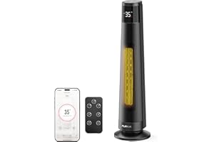 FLANUR Heizlüfter Energiesparend, 2000W PTC Keramik Heizlüfter Leise, Elektroheizung mit Thermostat & Fernbedienung, ECO Modus, 70° Oszillation, 12h Timer, Überhitzungs-Kippschut, Black, 1Pack