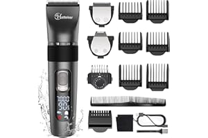 Hatteker Tagliacapelli per uomo Tagliabarba a batteria Tagliacapelli a velocità regolabile Kit di taglio per capelli USB ricaricabile impermeabile