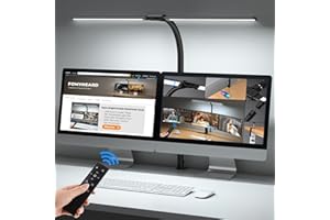 FOMYHEARD Lampara Escritorio LED de Doble Cabeza, 24W 80CM Flexo Escritorio de Regulable con Clip,10 Temperaturas Color 10 Ni