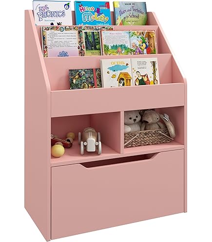 Libreria Bambini 75x62x29cm | Scaffale Con Scomparti E Contenitori A Scaletta | Design Oceano Bianco - Foto 7