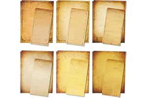 ANZON MORIES Lot de 48 enveloppes en papier parchemin réalistes - 21,6 x 27,9 cm - Avec 24 enveloppes auto-adhésives - Compatibles avec imprimante - 6 motifs vintage - Aspect vieilli