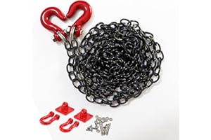 YijiaLink 1/10 RC Car Decoration Accessories Metal Pendant Chain and Tow Hook Compatible with 1/10 RC4WD D90 Axial SCX10 RC Rock Crawler (Black + Red)