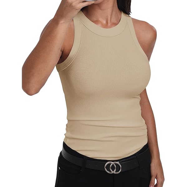 Kinlonsair Women's Sleeveless Halter Tank Top - Summer Casual Cami, Dark Gray
