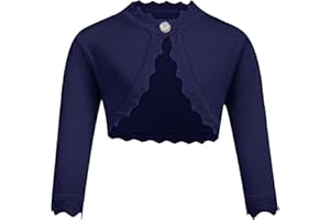 trudge Cárdigan Básico para Niña Bolero de Manga Larga para Niños Chaqueta de Hombro Chaqueta de Bolero Corto para Vestido de Comunión Vestido de Bautizo