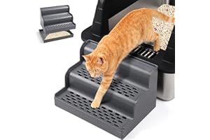 Rolcoassuns Litter Box Ramp, Cat Steps/Stair for Litter Box, Litter Catcher with Filter Function and Non-Slip Rubber Feet, Suitable for Small and Elderly Cats